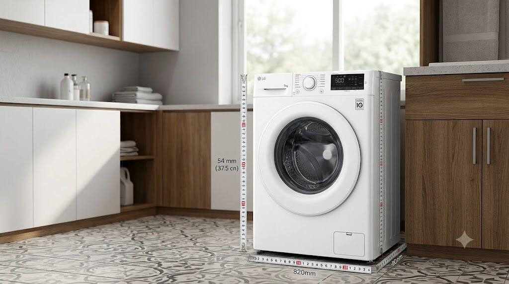 Máy giặt LG 9kg lồng ngang với kích thước tiêu chuẩn